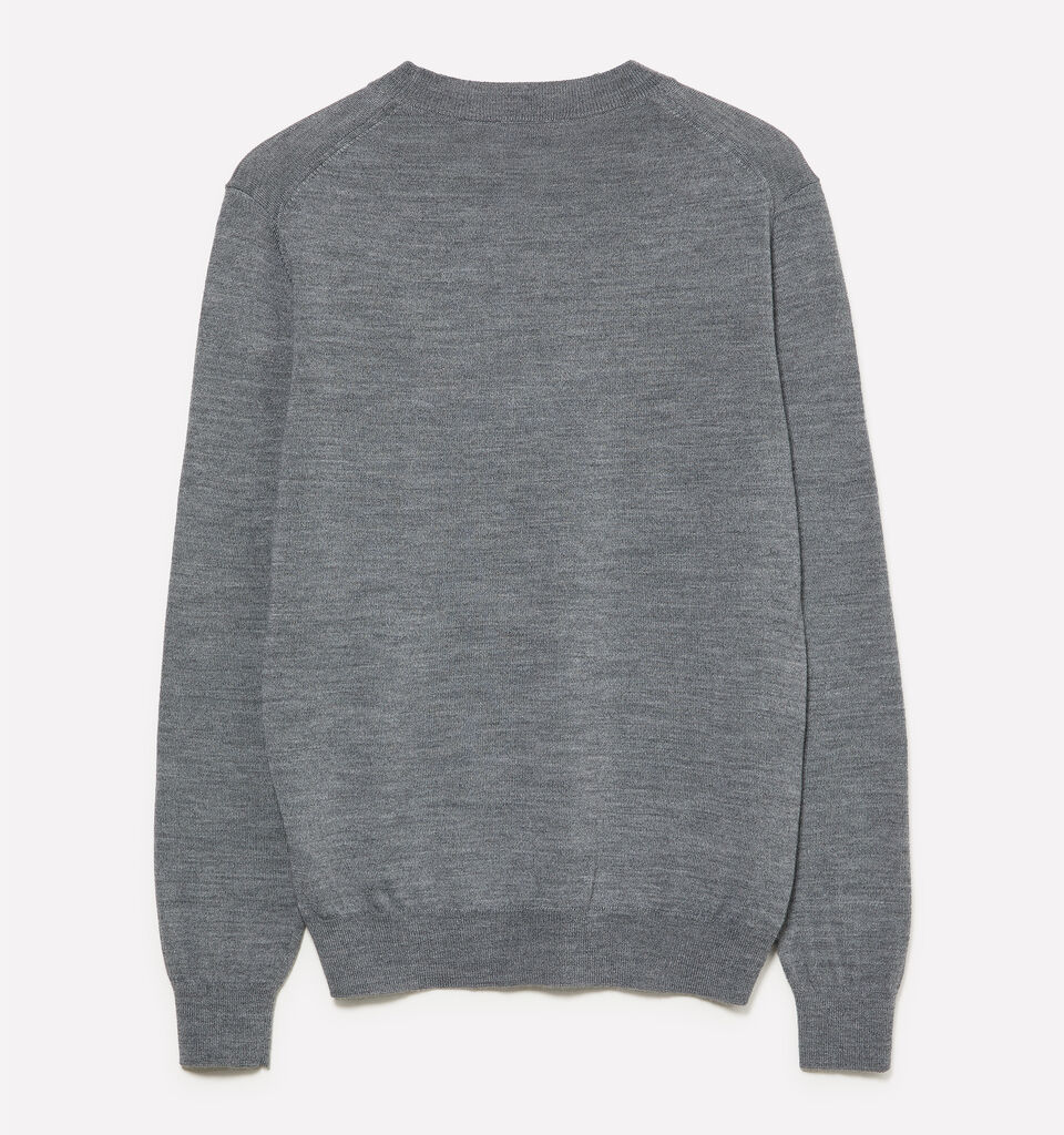 Dark gray marl sweater in wool blend - men's crew neck sweaters - Gray | Sisley image number 2